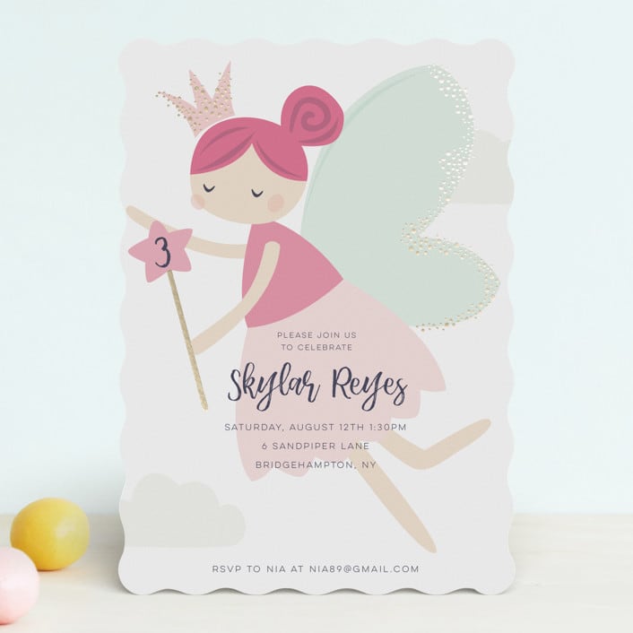 "glitter fairy" - Children's Birthday Party Invitations in Powder by peetie design - Front