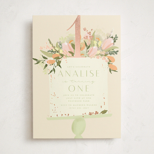 "Tulip Topper" - Children's Birthday Party Invitations in Peaches by Grace Kreinbrink - Front