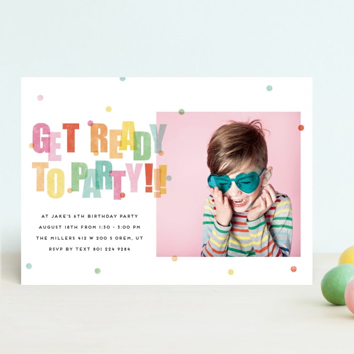 "Get Ready to Party" - Children's Birthday Party Invitations in Sprinkles by Stephanie Hawkes - Front