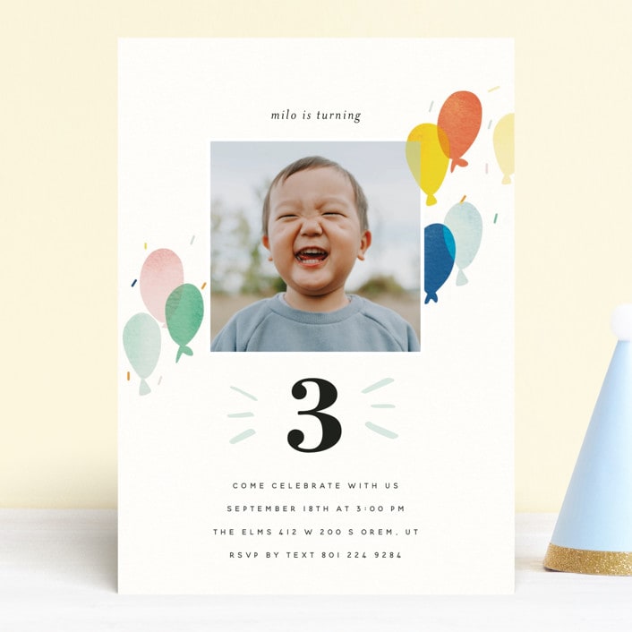 "balloon overlay" - Children's Birthday Party Invitations in Sea by Stephanie Hawkes - Front