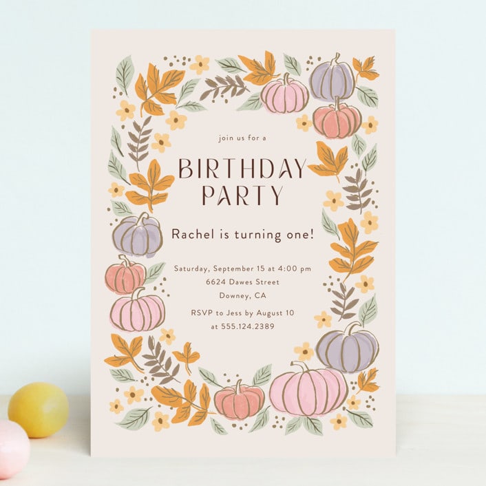 "pastel pampkins" - Children's Birthday Party Invitations in Pudding by Cass Loh - Front