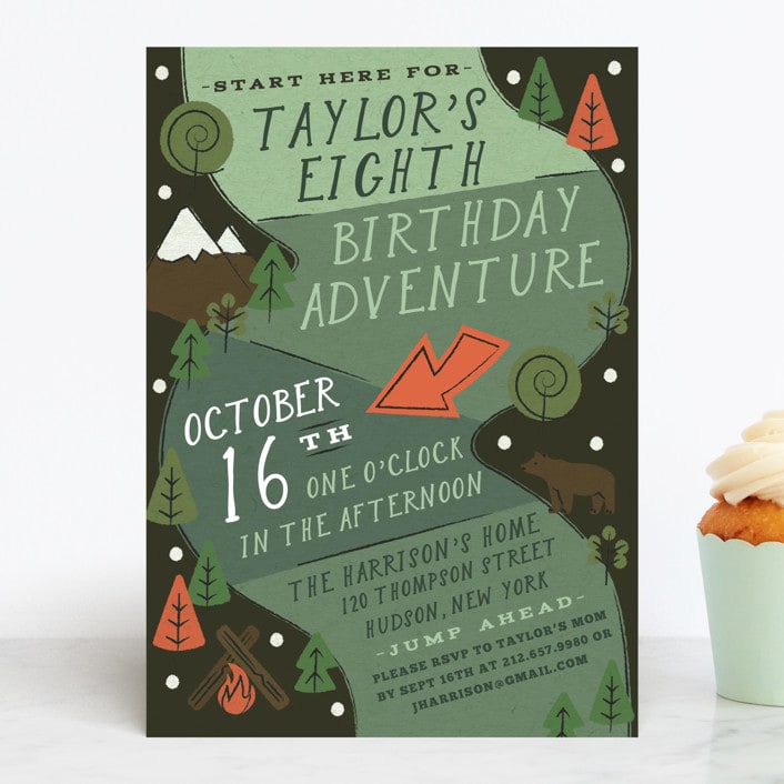 "Skip Go" - Children's Birthday Party Invitations in Forest by Jennifer Lew - Front