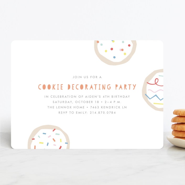 "Sprinkles And Icing" - Children's Birthday Party Invitations in Tangerine by Amber Barkley - Front