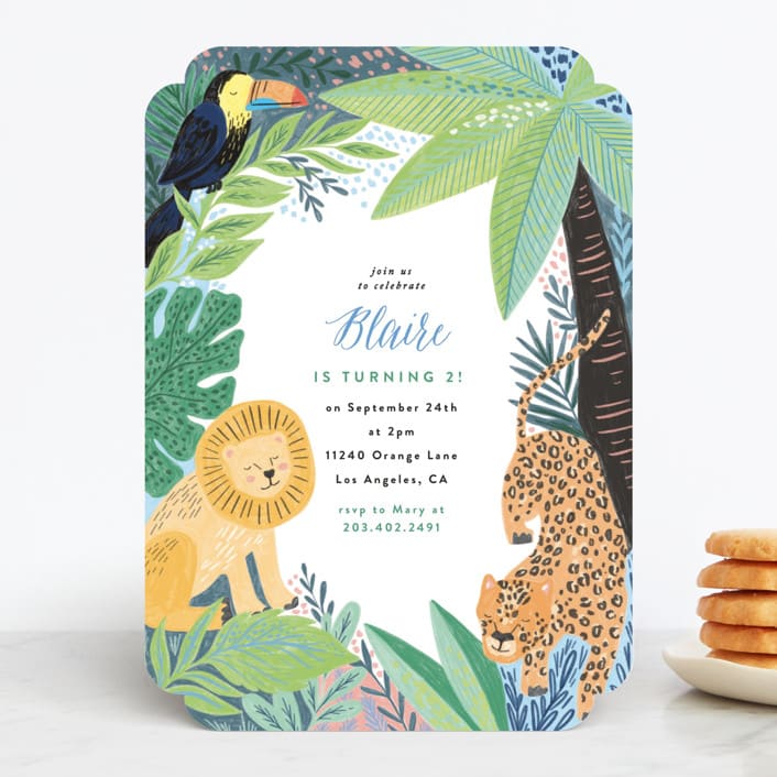 "Jungle Animal Sketchbook" - Children's Birthday Party Invitations in Canary by Alethea and Ruth - Front