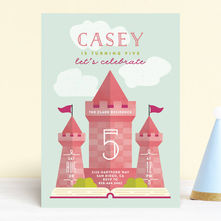 "Storybook" - Children's Birthday Party Invitations in Bubblegum by Erica Krystek - Front