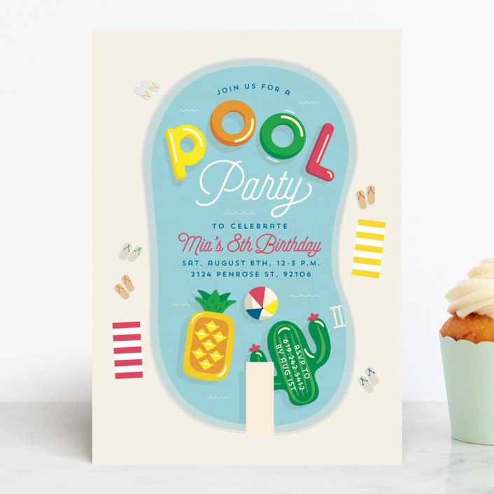 "Pool Party" - Children's Birthday Party Invitations in Pineapple by Erica Krystek - Front