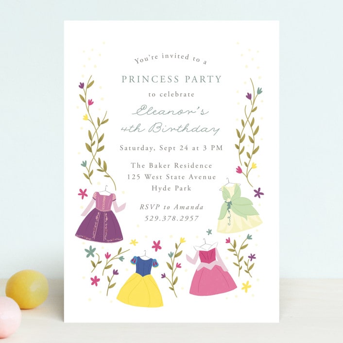 "Disney Princess Party" - Children's Birthday Party Invitations in Silk by JeAnna Casper - Front