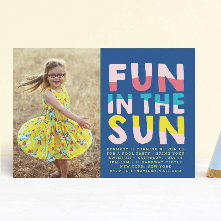 "Fun Sun" - Children's Birthday Party Invitations in Carribean by Baumbirdy - Front