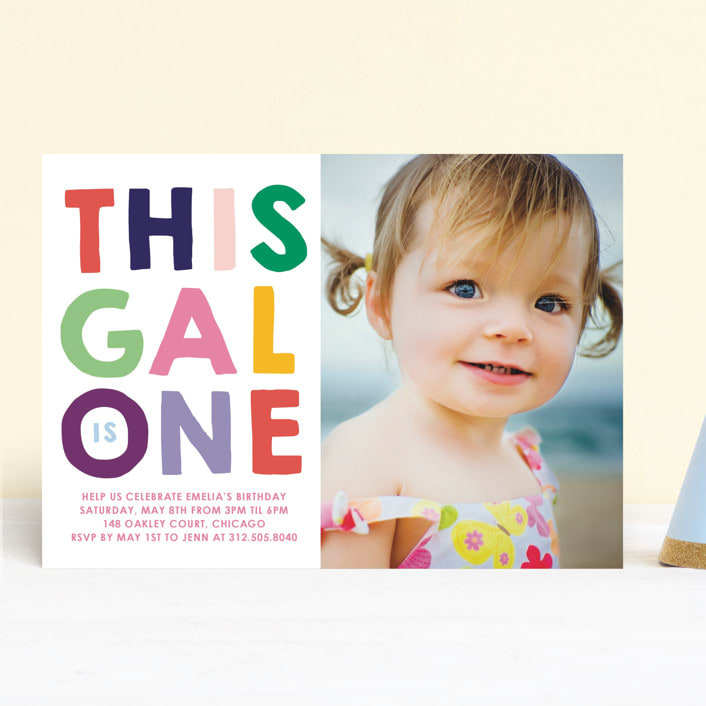 "This Gal" - Children's Birthday Party Invitations in Fuchsia by Baumbirdy - Front