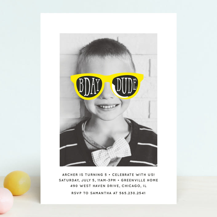"Birthday Shades" - Children's Birthday Party Invitations in Sunshine by Baumbirdy - Front