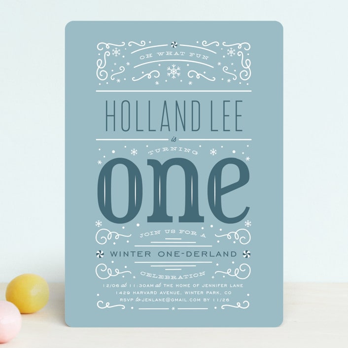 "Wintery Fun" - Children's Birthday Party Invitations in Frost by Leah Bisch - Front