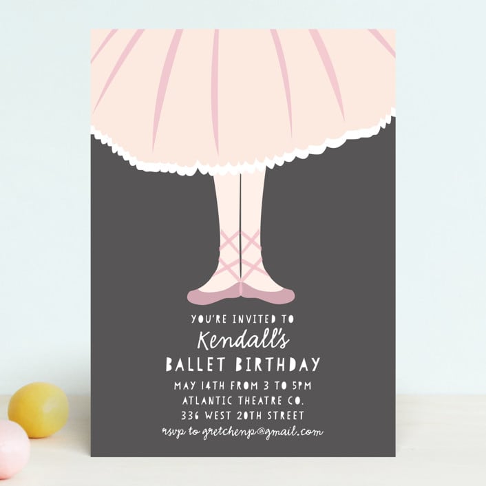 "Ballet Toes" - Children's Birthday Party Invitations in Mist by peetie design - Front
