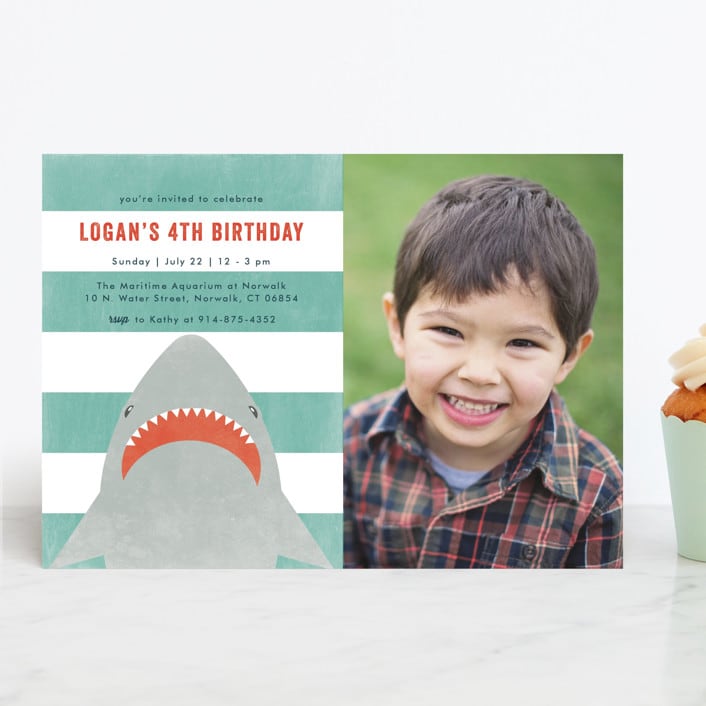 "Fin-tastic!" - Children's Birthday Party Invitations in Ocean by Annie Holmquist - Front