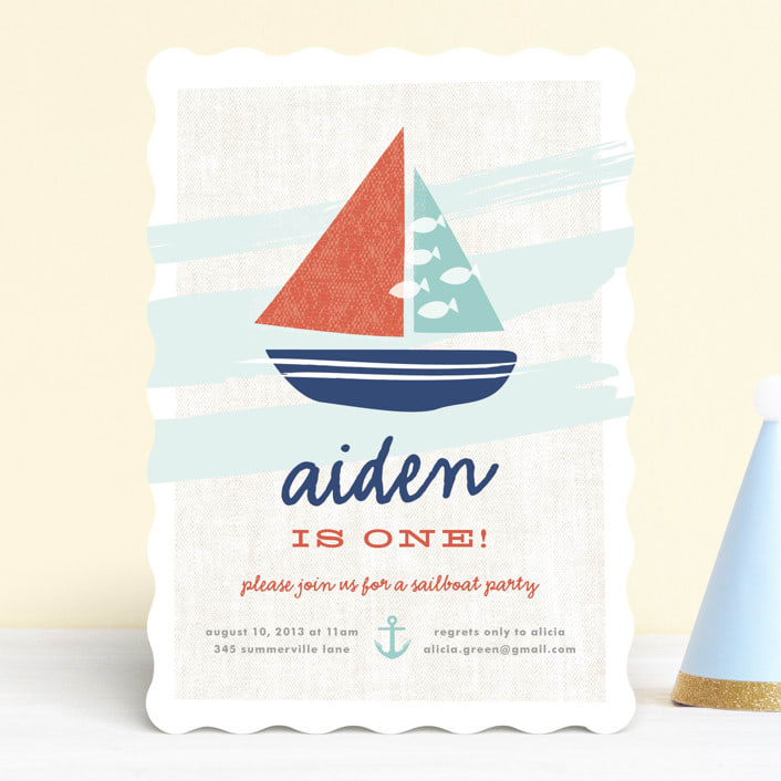 "Regatta Race" - Children's Birthday Party Invitations in Teal by Carolyn MacLaren - Front