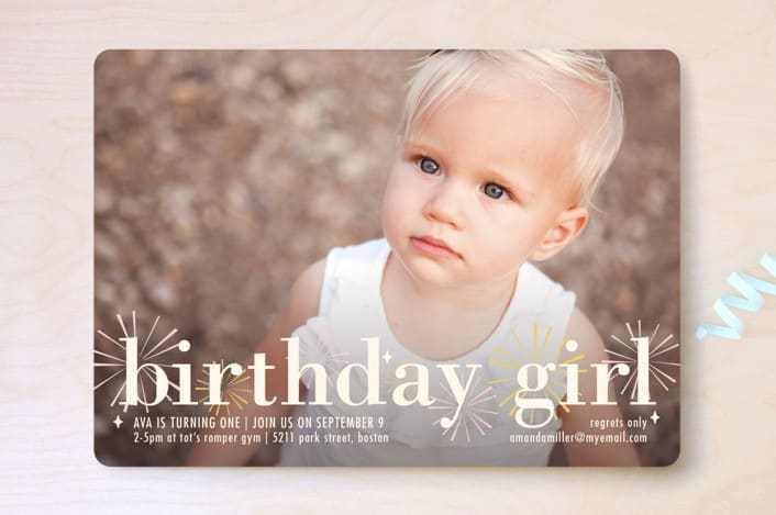 "Birthday Fireworks" - Children's Birthday Party Invitations in Petal by Melanie Severin - Front