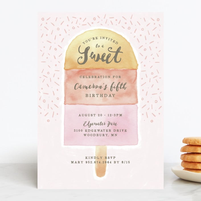 "Sweet Celebration" - Children's Birthday Party Invitations in Fruit Punch by Michelle Taylor - Front