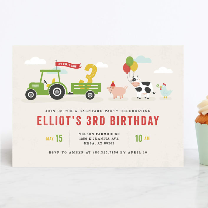 "Party Parade" - Children's Birthday Party Invitations in Cream by Michelle Taylor - Front