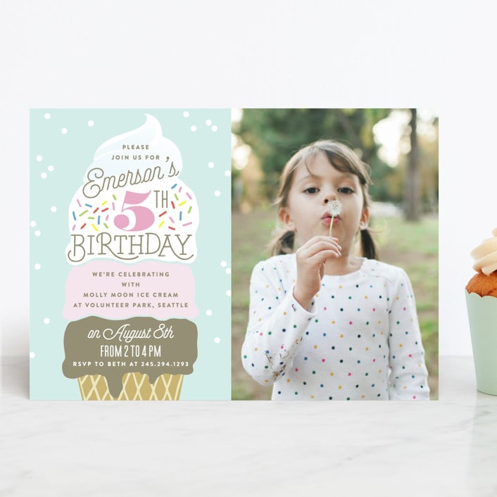 "Ice Cream Cone" - Children's Birthday Party Invitations in Frozen by Alethea and Ruth - Front