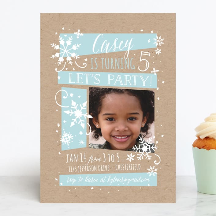 "Wintery" - Children's Birthday Party Invitations in Frost by JeAnna Casper - Front
