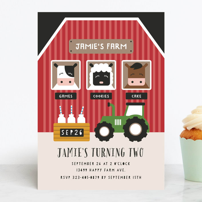 "Happy Farm" - Children's Birthday Party Invitations in Barn by iamtanya - Front