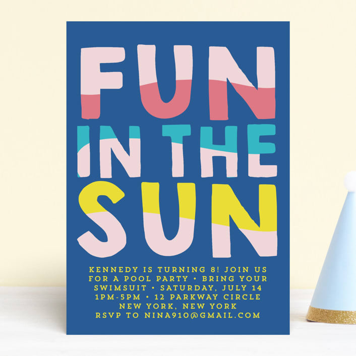 "Fun Sun" - Children's Birthday Party Invitations in Carribean by Baumbirdy - Front