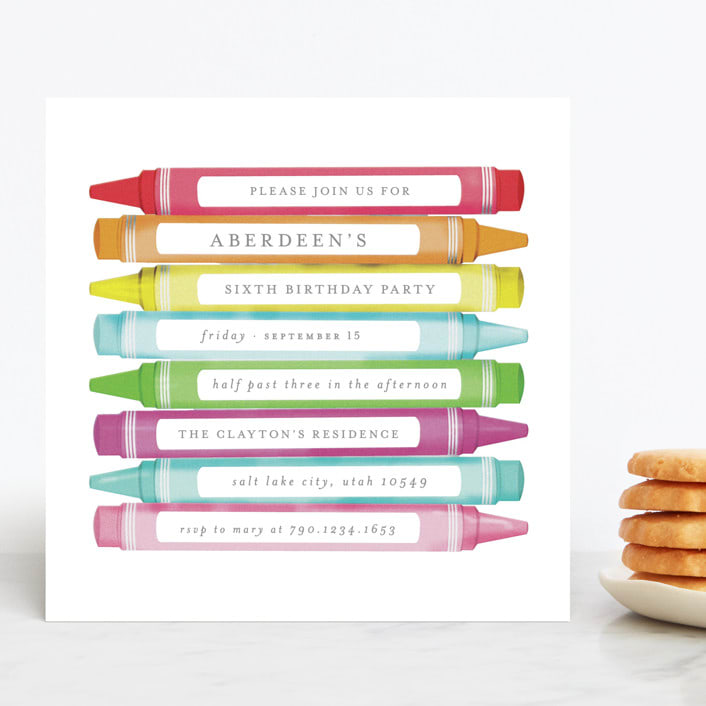 "Colorful Party" - Children's Birthday Party Invitations in Coral by heythird - Front