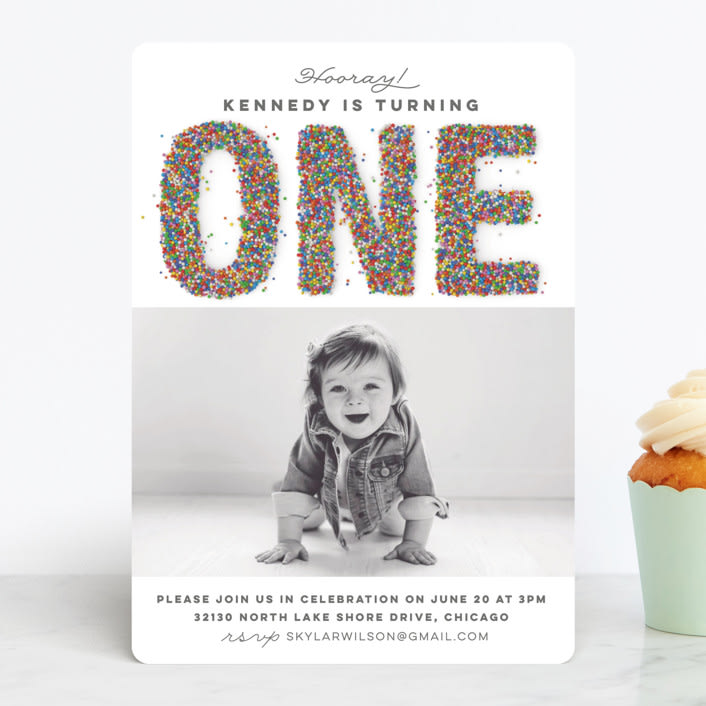 "sprinkles" - Children's Birthday Party Invitations in Vanilla by Jessie Steury - Front