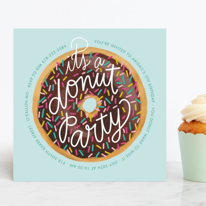 "donut party" - Children's Birthday Party Invitations in Chocolate by Jen Owens - Front