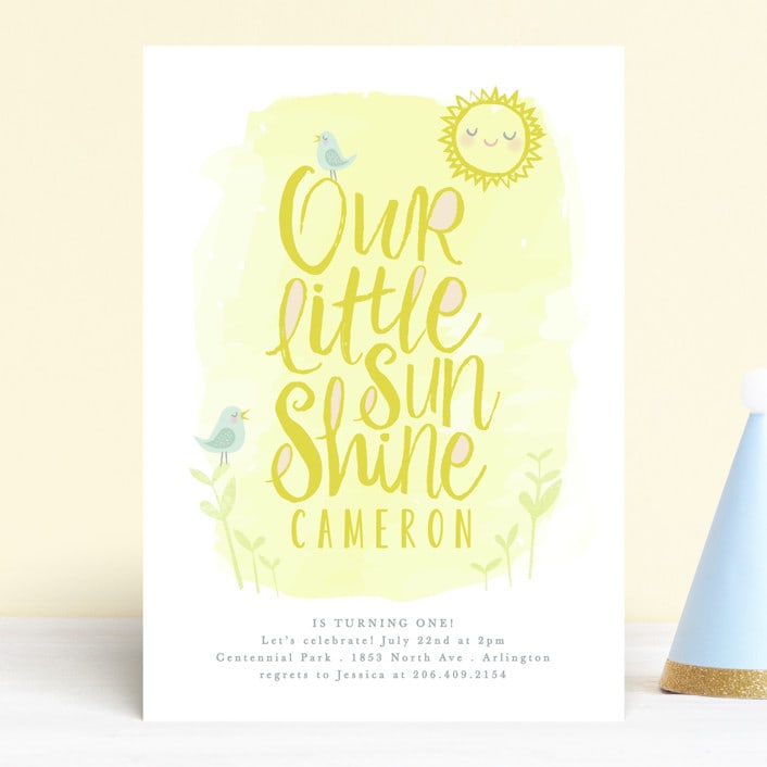 "Little Sunshine" - Children's Birthday Party Invitations in Daffodil by Karidy Walker - Front