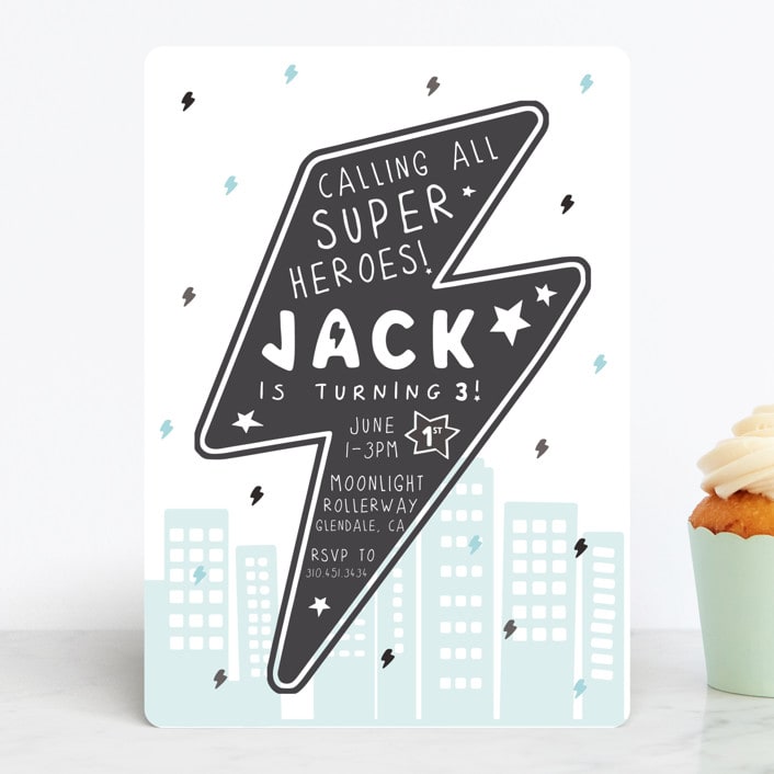 "Calling All Superheroes" - Children's Birthday Party Invitations in Captain by Maggie Maeve - Front