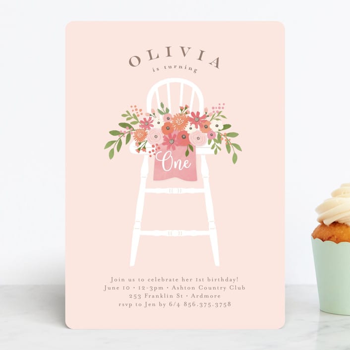 "Freshly cut flowers" - Children's Birthday Party Invitations in Carnation by Jennifer Wick - Front