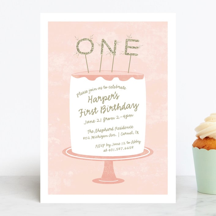 "Frosting" - Children's Birthday Party Invitations in Cotton Candy by Sarah Brown - Front