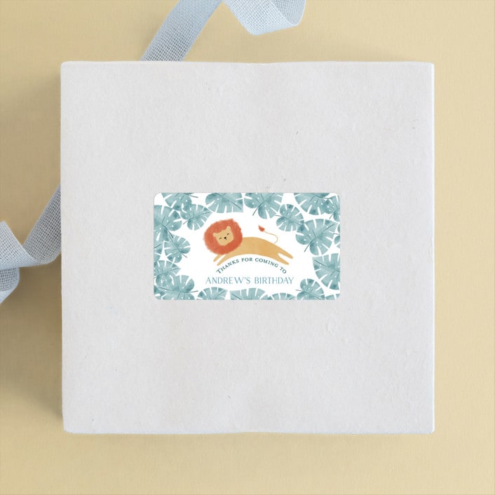 "Its getting Wild" - Children's Birthday Party Stickers in Palm by Sarah Knight - Front