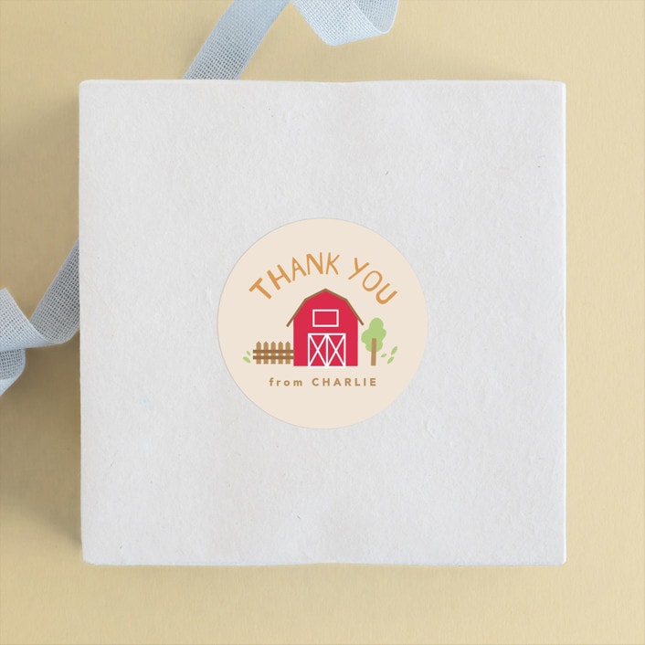 "Barnyard noises" - Children's Birthday Party Stickers in Cotton by Creo Study - Front