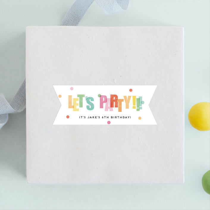"Get Ready to Party" - Children's Birthday Party Stickers in Sprinkles by Stephanie Hawkes - Front