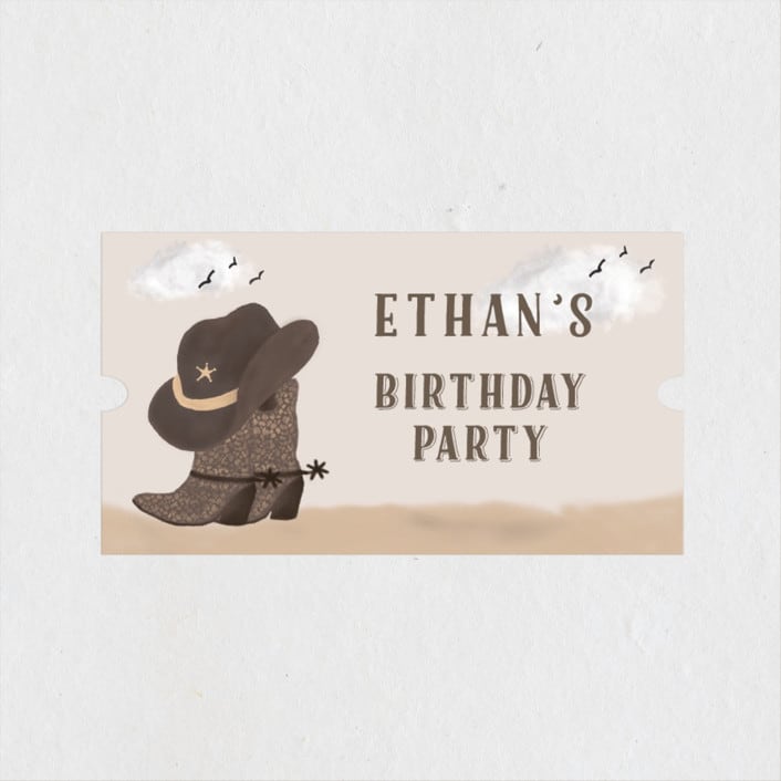 "cowboy party" - Children's Birthday Party Stickers in Sand by Jelena Vuletic - Front