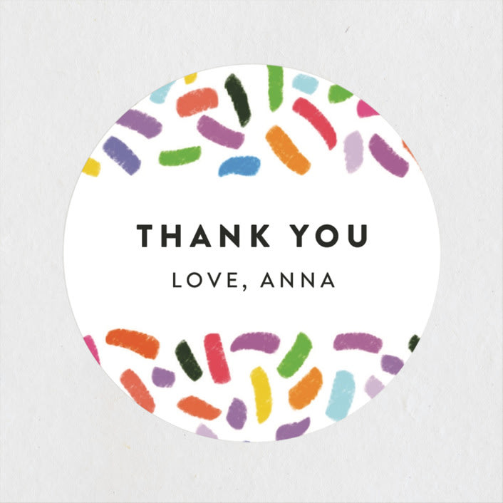 "Confetti Sprinkle" - Children's Birthday Party Stickers in Gumdrops by Up Up Creative - Front