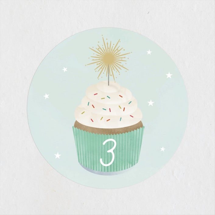 "Sparkler" - Children's Birthday Party Stickers in Spearmint by Lorent and Leif - Front