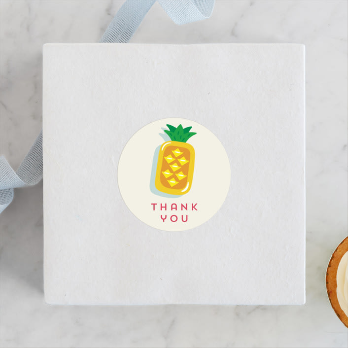 "Pool Party" - Children's Birthday Party Stickers in Pineapple by Erica Krystek - Front