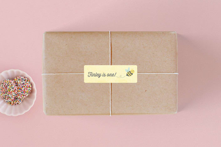 "Buzzing Beehive" - Children's Birthday Party Stickers in Daisy by Karidy Walker - Front