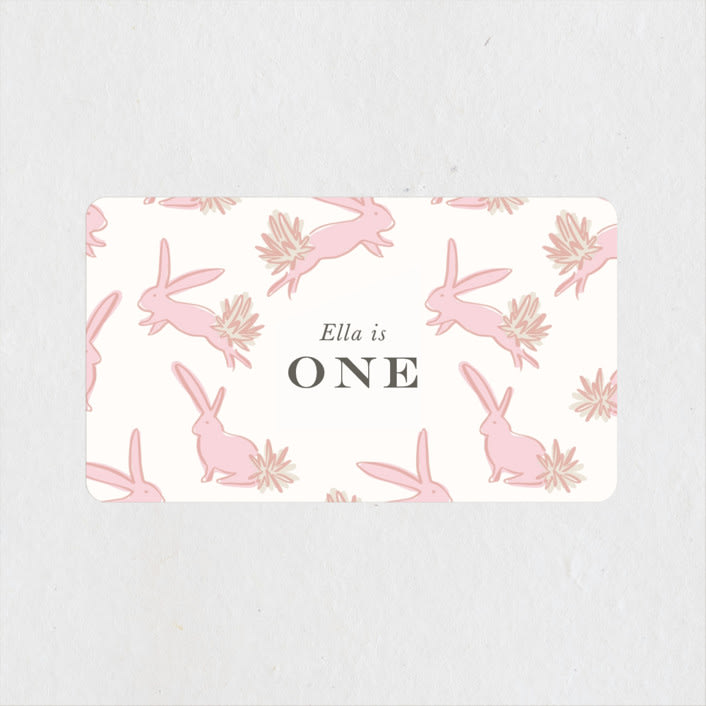 "Some Bunny" - Children's Birthday Party Stickers in Peony by Julie Murray - Front