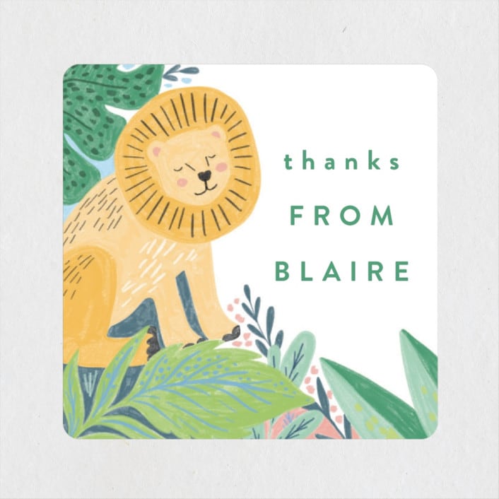 "Jungle Animal Sketchbook" - Children's Birthday Party Stickers in Canary by Alethea and Ruth - Front