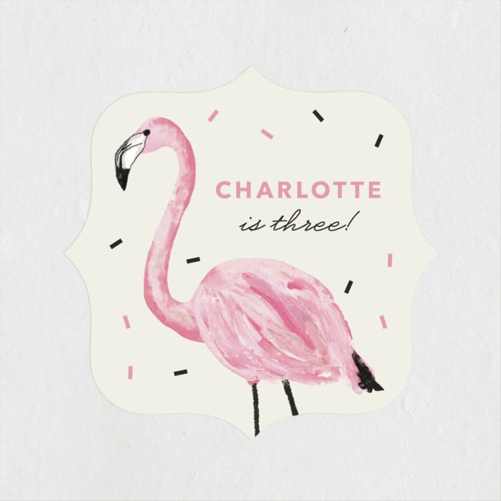 "flamingo sprinkles" - Children's Birthday Party Stickers in Crepe by Cass Loh - Front