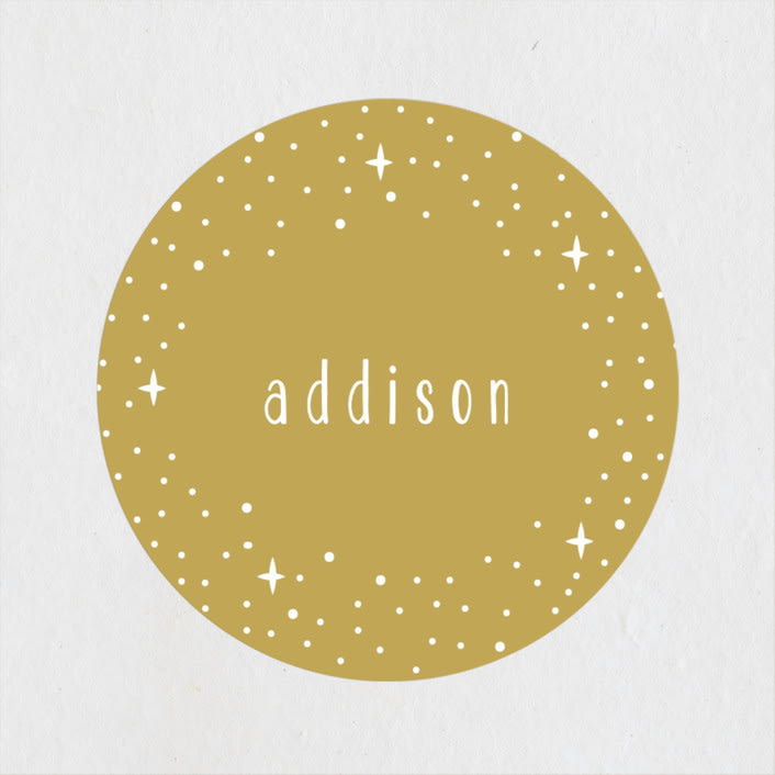"pixie" - Children's Birthday Party Stickers in Gold by Angela Garrick - Front