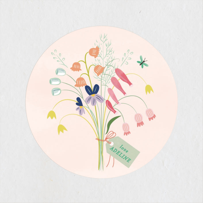 "Birthday Botanicals" - Children's Birthday Party Stickers in Summer Peach by Eve Schultz - Front