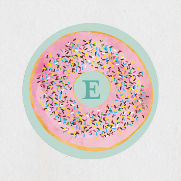 "Everyone Loves Donuts" - Children's Birthday Party Stickers in Neptune by Kerry Doyle - Front