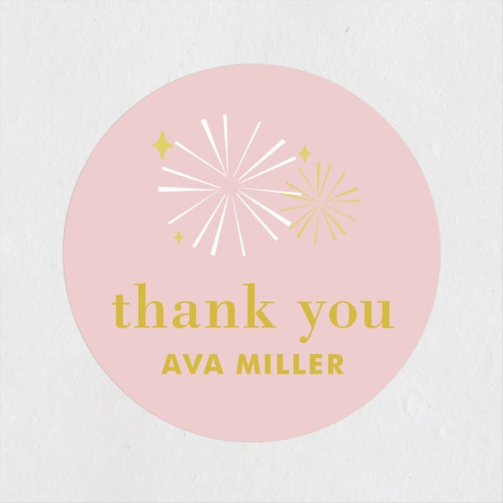 "Sparklers" - Children's Birthday Party Stickers in Glittery Gold by Melanie Severin - Front
