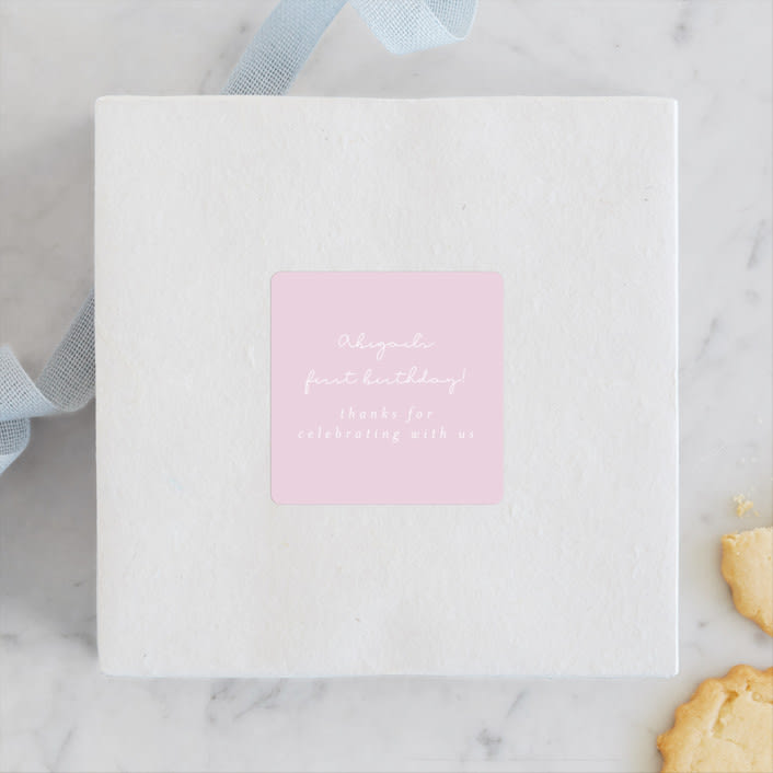 "Sparkle One" - Children's Birthday Party Stickers in Cotton Candy by Ashlee Townsend - Front