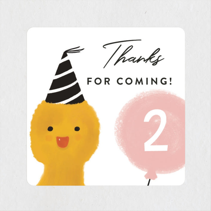 "Duckie Party" - Children's Birthday Party Stickers in Candy by Joanne James - Front