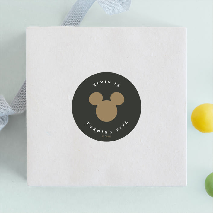 "Disney's Mickey party" - Children's Birthday Party Stickers in Cobblestone by Sara Hicks Malone - Front